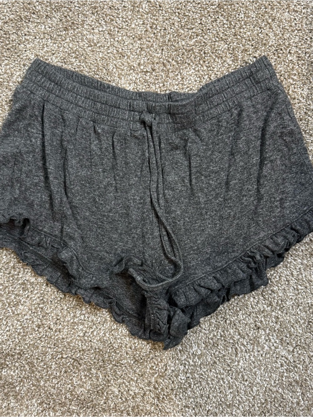 Aeropostale Dark Gray Ruffle Hem Sleep Shorts